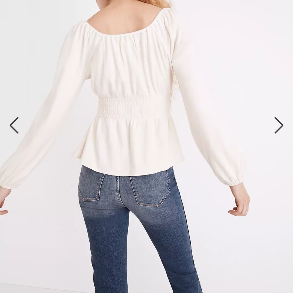 NWT Madewell Plush Square-Neck Smocked Top - Picture 5 of 5